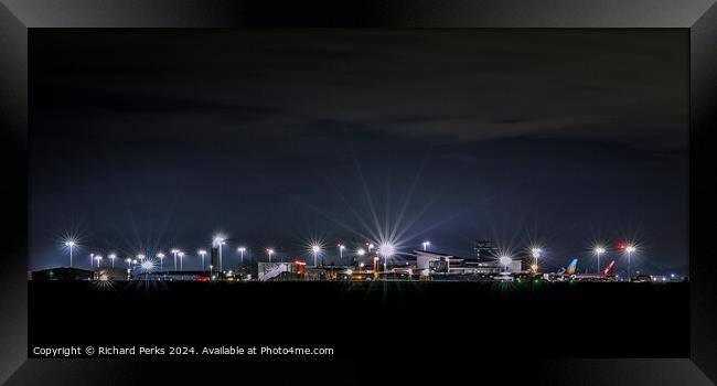 Bright Lights of Leeds Bradford Airport Framed Print by Richard Perks