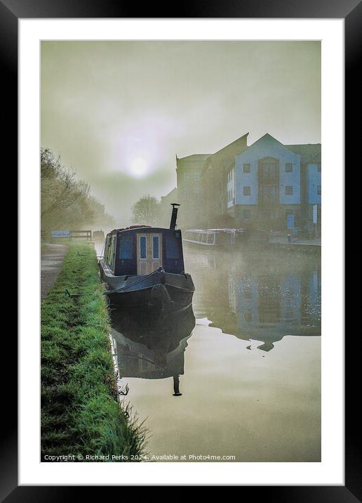 Early Morning Mist -Leeds Liverpool Canal Framed Mounted Print by Richard Perks
