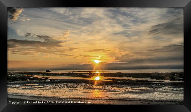A Golden Sunrise at BerwickonTweed Framed Print by Richard Perks
