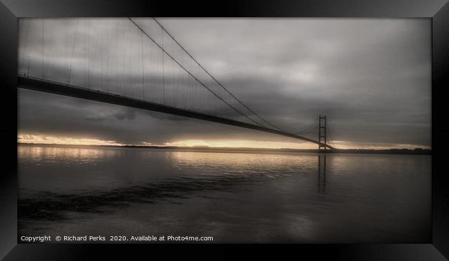 storm clouds above the bridge Framed Print by Richard Perks