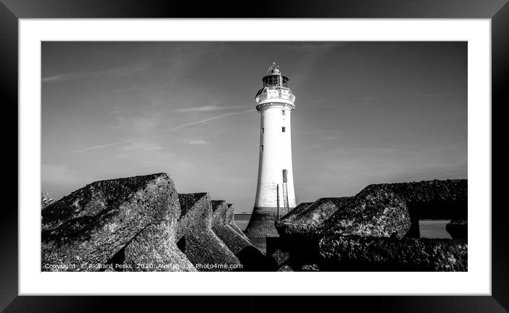 New Brighton lighthouse Framed Mounted Print by Richard Perks