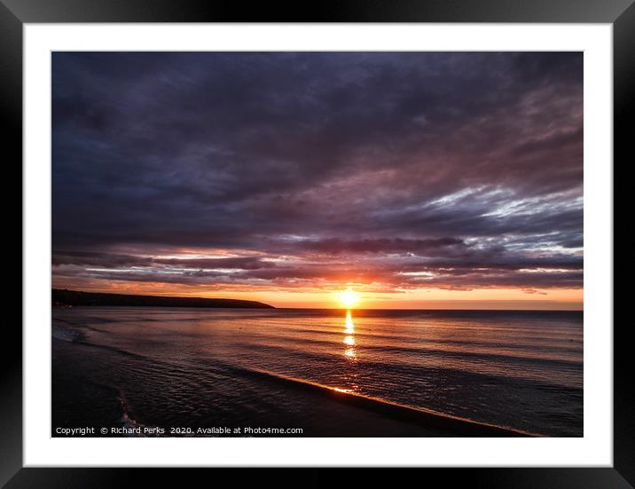 First light at Filey Framed Mounted Print by Richard Perks