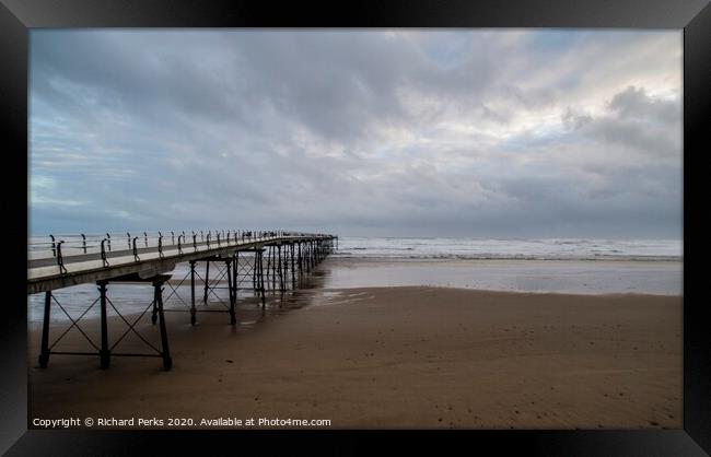 Storm over Saltburn Framed Print by Richard Perks