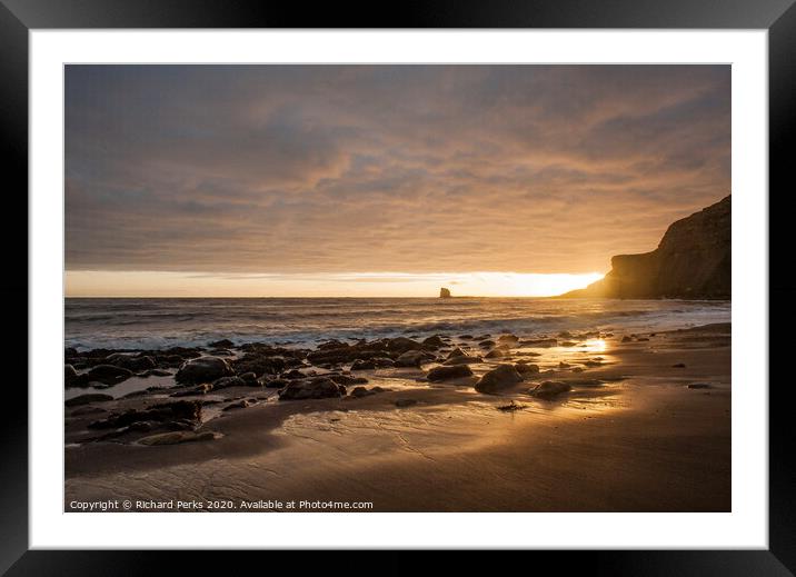 Saltwick Bay glimpses Framed Mounted Print by Richard Perks