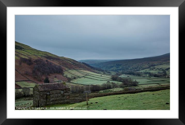 Thwaite valley mists swaledale Framed Mounted Print by Richard Perks