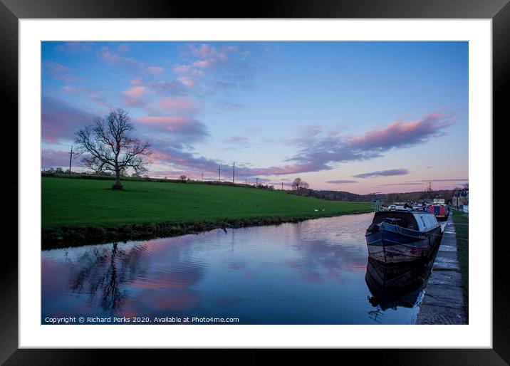 Moored up on the Leeds Liverpool canal Framed Mounted Print by Richard Perks