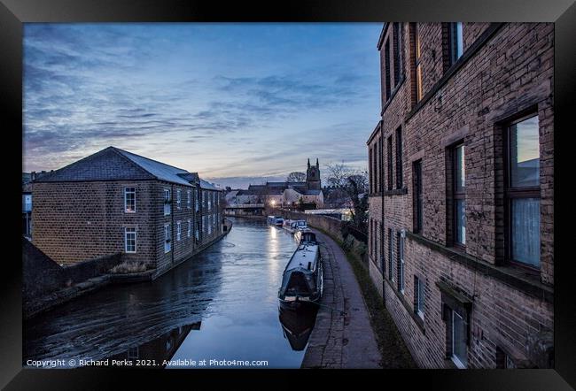 Winter reflections in Skipton Framed Print by Richard Perks