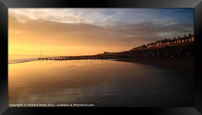 Sunrise at Withernsea Beach Framed Print by Richard Perks