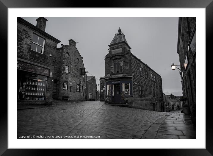 The shop at the top of the Hill - Haworth Framed Mounted Print by Richard Perks