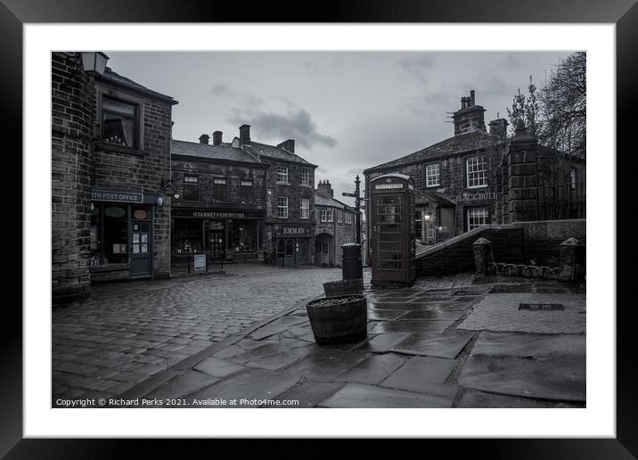 A damp day in Haworth Framed Mounted Print by Richard Perks
