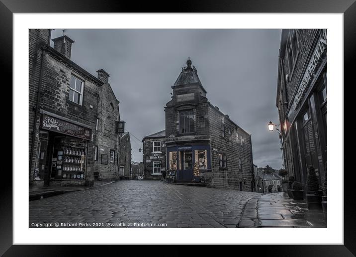 Haworth Main Street top shop Framed Mounted Print by Richard Perks