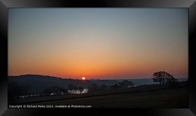 Sunrise over Yorkshire Fields Framed Print by Richard Perks