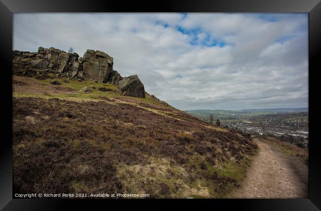 Springtime on the Cow and Calf, Ilkley Moor Framed Print by Richard Perks