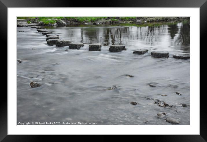 Stepping stones across the River Wharfe Framed Mounted Print by Richard Perks