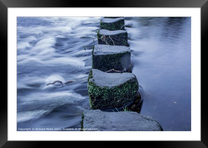 River Wharfe stones  Framed Mounted Print by Richard Perks