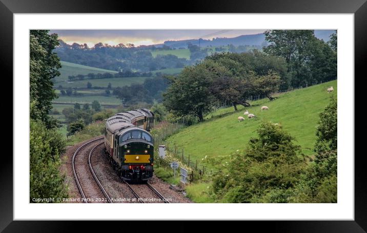 Vintage train in the Yorkshire Dales Framed Mounted Print by Richard Perks