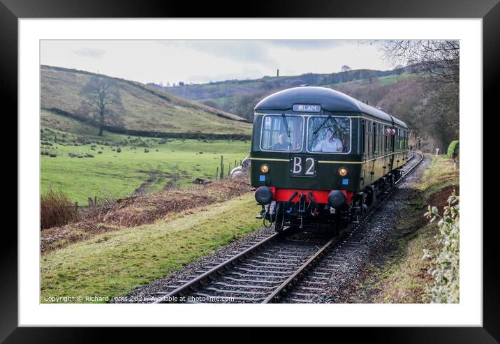 Heritage Diesel unit in the Lancashire countryside Framed Mounted Print by Richard Perks