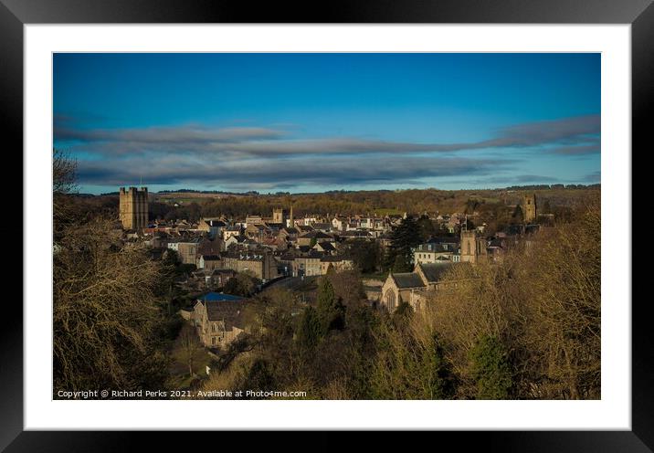 Views over Richmond Castle Framed Mounted Print by Richard Perks