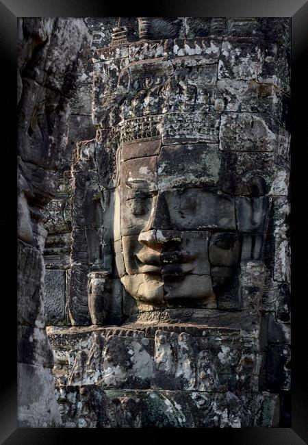 CAMBODIA SIEM REAP ANGKOR THOM BAYON TEMPLE Framed Print by urs flueeler