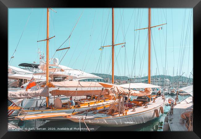 Luxurious Yachts And Boats In Cannes, Travel Print Framed Print by Radu Bercan