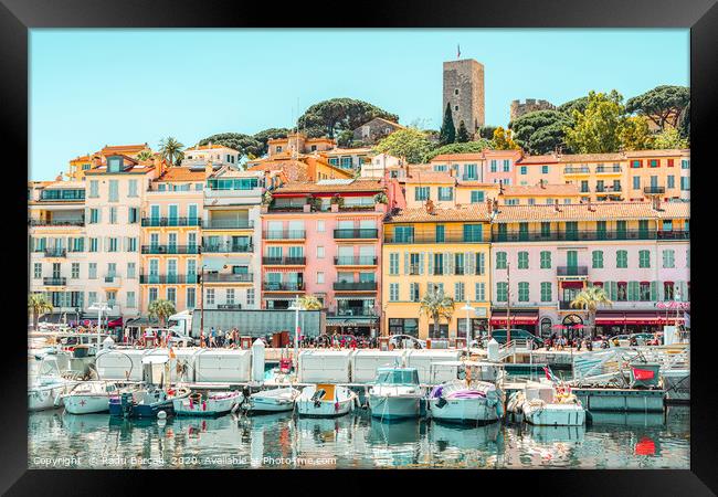 Cannes City Skyline, Luxurious Yachts And Boats Framed Print by Radu Bercan