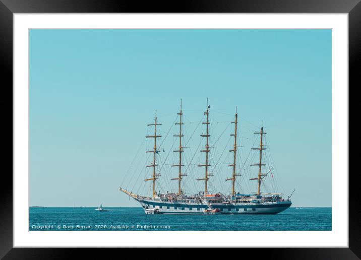 Antique Ship At Sea, Set Sails In Cannes Framed Mounted Print by Radu Bercan