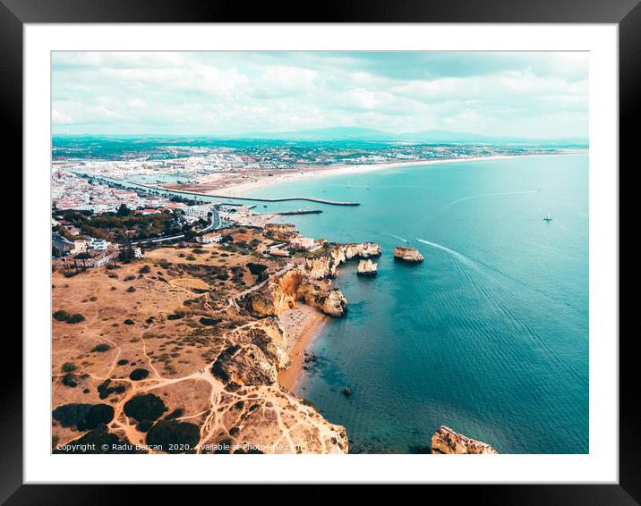 Aerial Ocean, Aerial Beach, Sea View In Portugal Framed Mounted Print by Radu Bercan