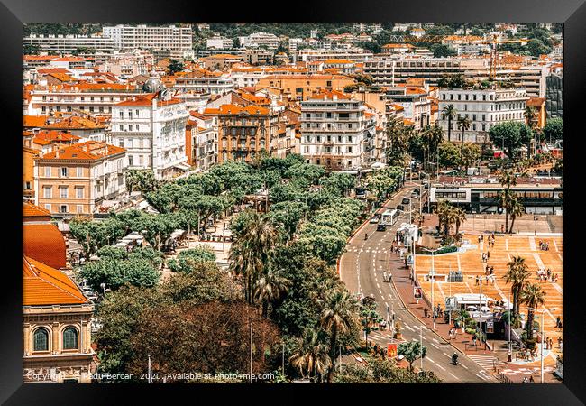 Aerial Cannes City, French Riviera Town, Cote D'Az Framed Print by Radu Bercan