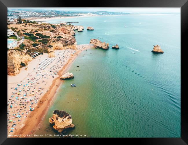 Ocean View, Aerial Beach Portugal, Lagos Algarve Framed Print by Radu Bercan