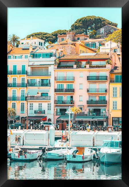 Cannes Downtown City Skyline, French Riviera Port Framed Print by Radu Bercan