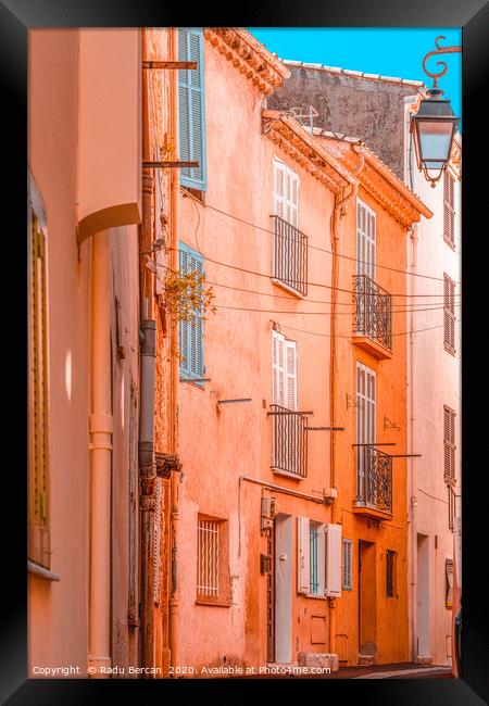 Cannes City Architecture, Orange Charming House Framed Print by Radu Bercan