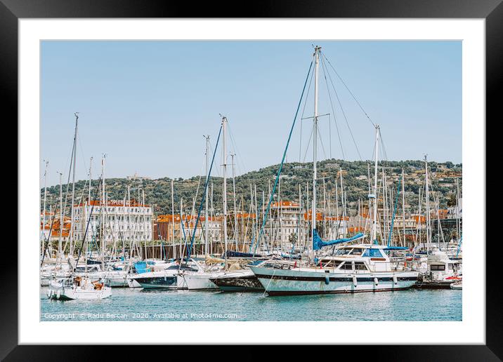 Luxurious Yachts And Boats In Cannes Harbor Port Framed Mounted Print by Radu Bercan