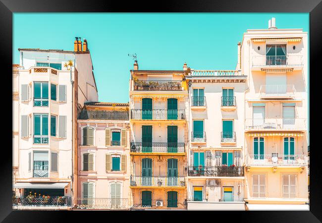 Cannes City Architecture, French Riviera Pastel Framed Print by Radu Bercan