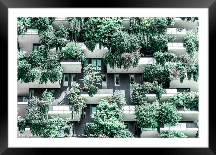 Bosco Verticale, Building Facade, Vertical Forest Framed Mounted Print by Radu Bercan