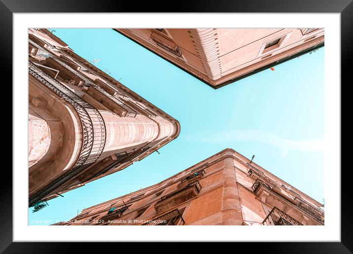 Barcelona City, Gothic Quarter, El Raval Look Up Framed Mounted Print by Radu Bercan