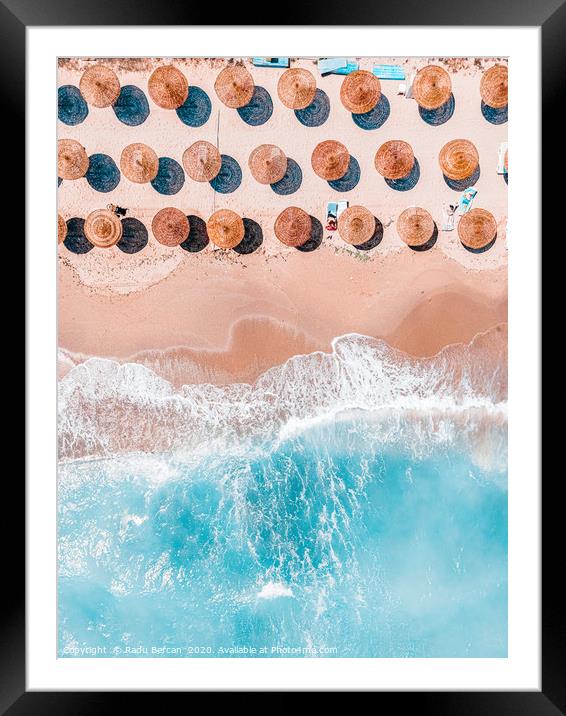 Ocean Beach, Aerial Teal Sea Beach, Bondi Beach Framed Mounted Print by Radu Bercan