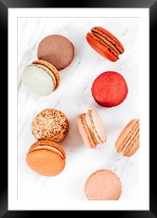 Sweet Macaron, Macarons Cookies Print, French Macaroons Framed Mounted Print by Radu Bercan