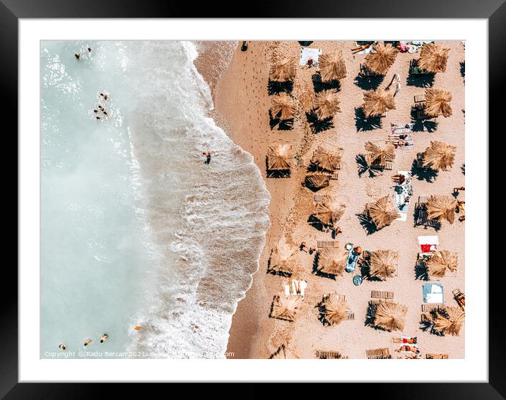 Aerial Ocean Beach Print, Summer Vibes, Sea Waves Art Print Framed Mounted Print by Radu Bercan