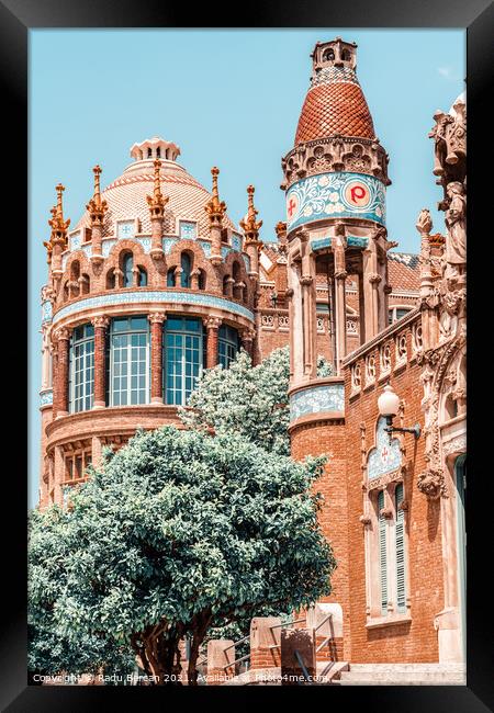 Barcelona Tower Detail Architecture Framed Print by Radu Bercan
