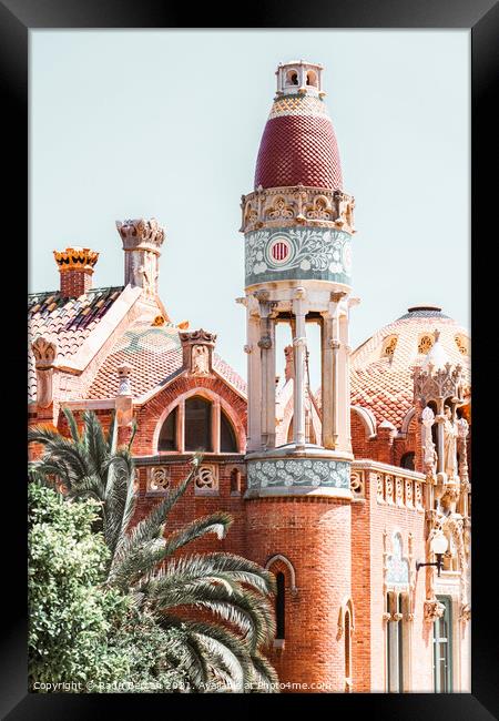 Sant Pau Hospital Tower in Barcelona Framed Print by Radu Bercan