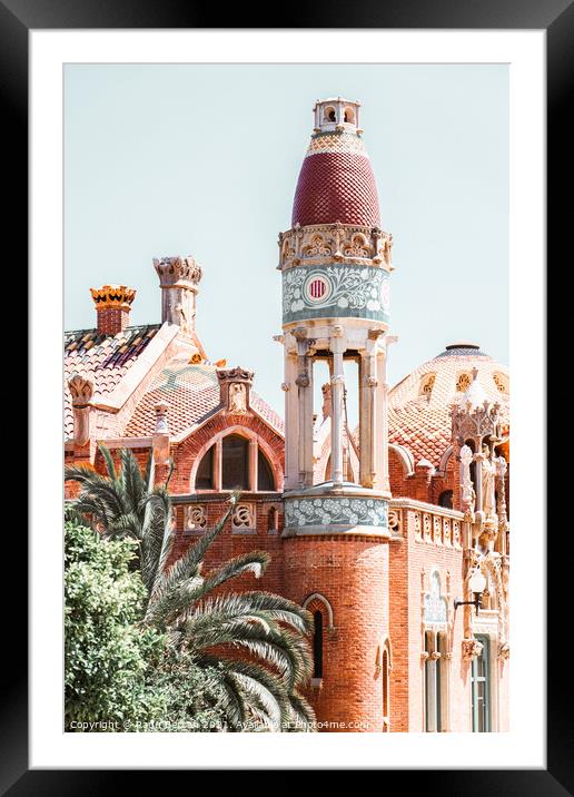 Sant Pau Hospital Tower in Barcelona Framed Mounted Print by Radu Bercan