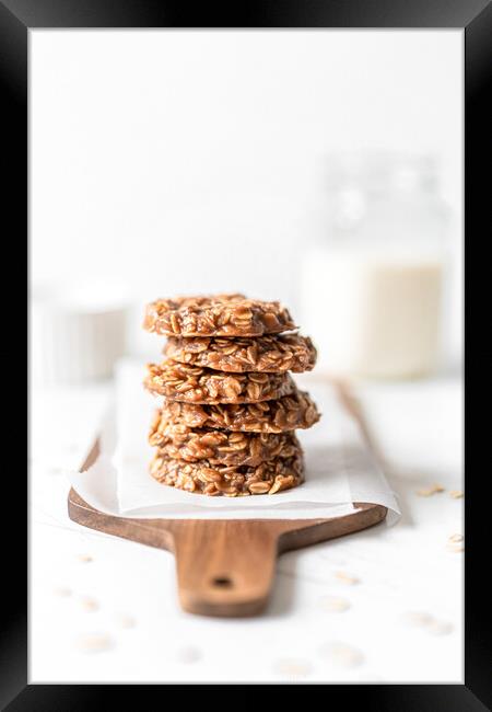 Morning Breakfast Energy Biscuit Cookies With Oats and Peanut Butter Framed Print by Radu Bercan