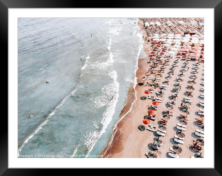Aerial Ocean Print, Sea Summer Beach Print Framed Mounted Print by Radu Bercan