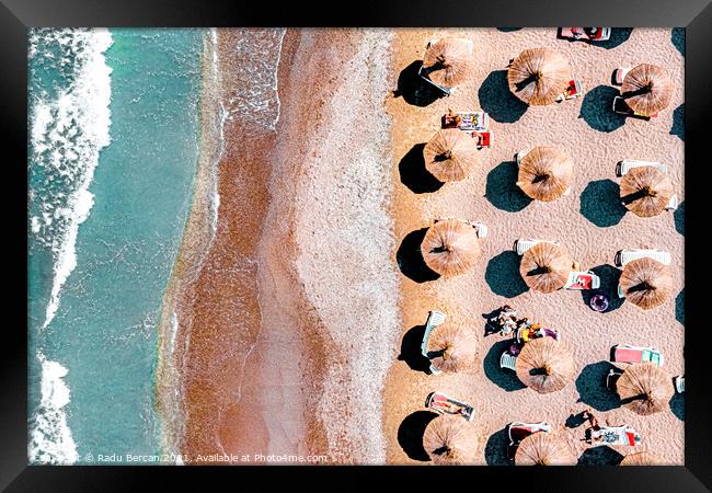 Aerial Beach Print, Summer Beach Photography Framed Print by Radu Bercan