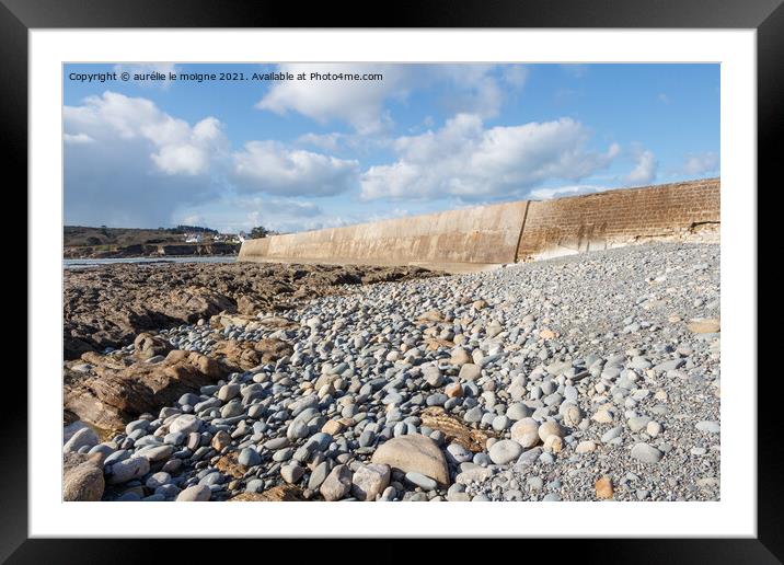 Breakwater of Le Loch harbor in Primelin Framed Mounted Print by aurélie le moigne