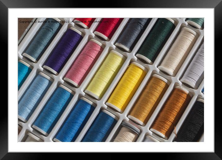 Multicolored sewing threads Framed Mounted Print by aurélie le moigne