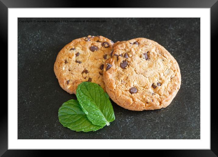 Cookies and mint leaves Framed Mounted Print by aurélie le moigne