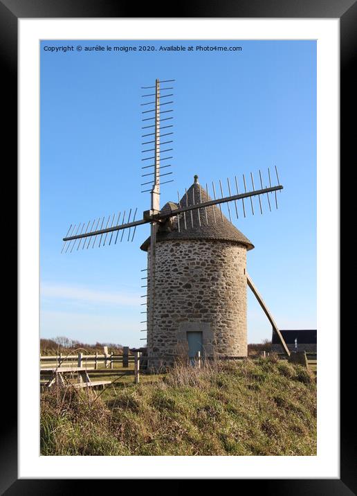 Windmill in Cleden Cap Sizun Framed Mounted Print by aurélie le moigne