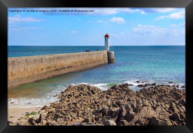 Raoulic lighthouse in Audierne Framed Print by aurélie le moigne