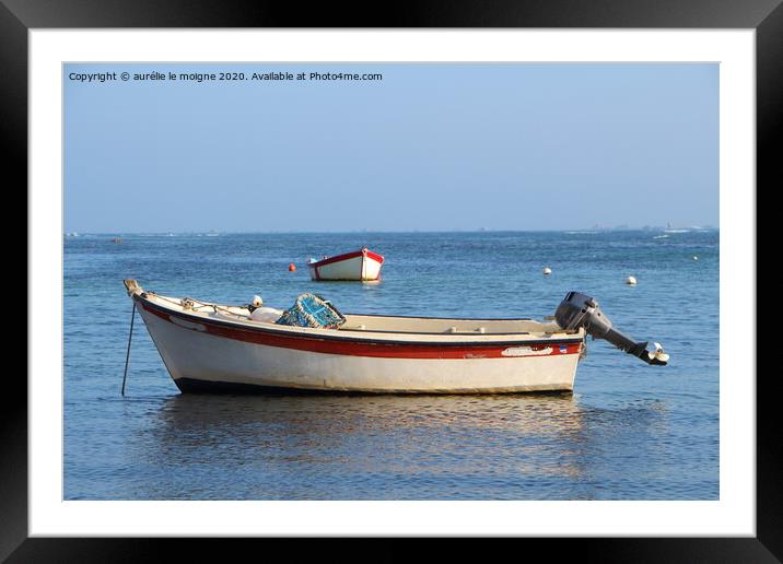 Boat at anchor in Brittany Framed Mounted Print by aurélie le moigne